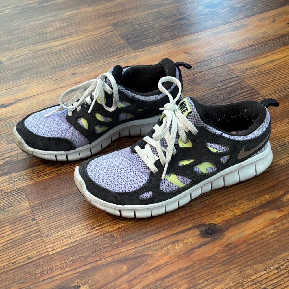 Nike Kids Dark Grey Lavender Neon Yellow Sneakers